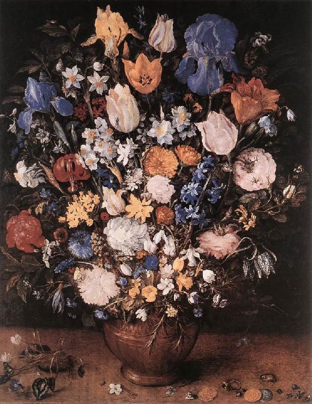 BRUEGHEL, Jan the Elder Bouquet in a Clay Vase f oil painting image